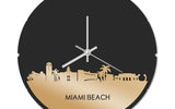 Skyline Klok Rond Miami Beach Goud Metallic