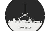 Skyline Klok Rond Miami Beach Wit Glanzend