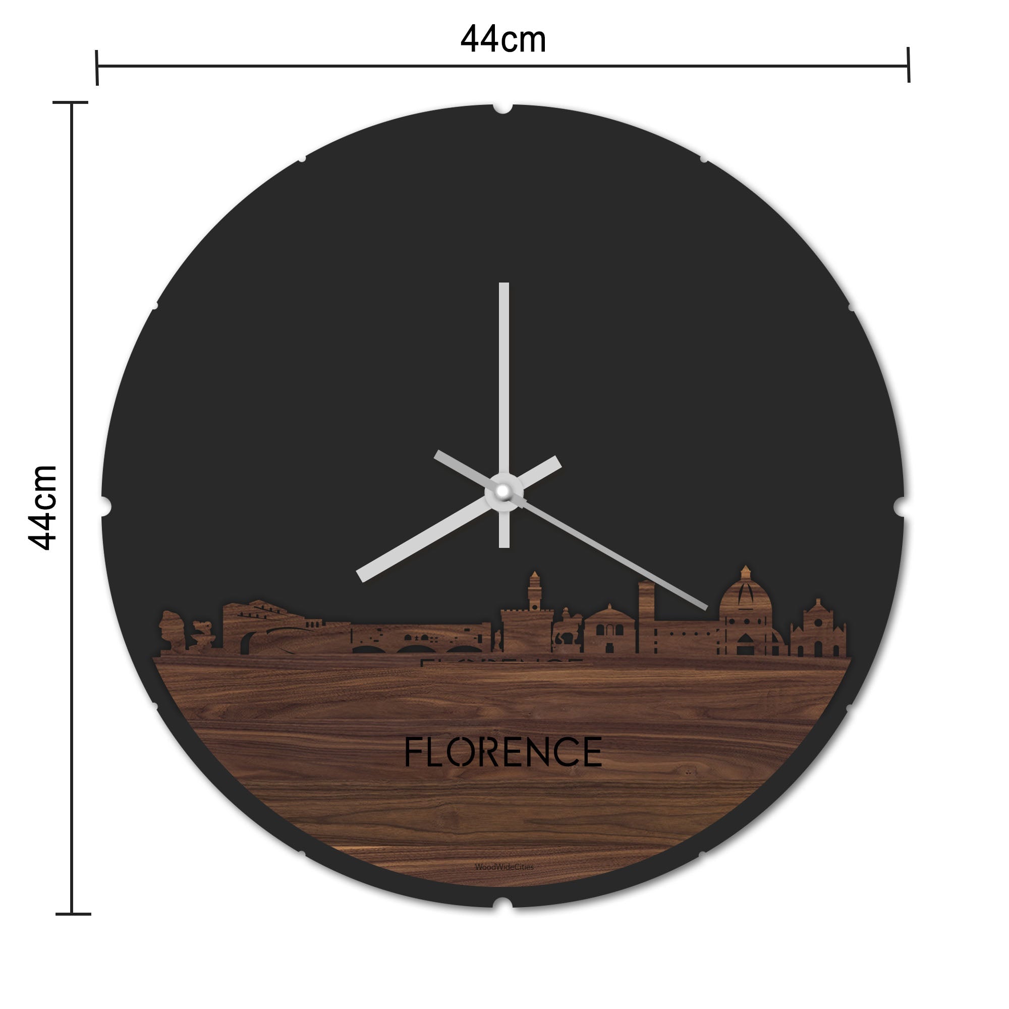 Skyline Klok Rond Moerdijk Noten houten cadeau decoratie relatiegeschenk van WoodWideCities