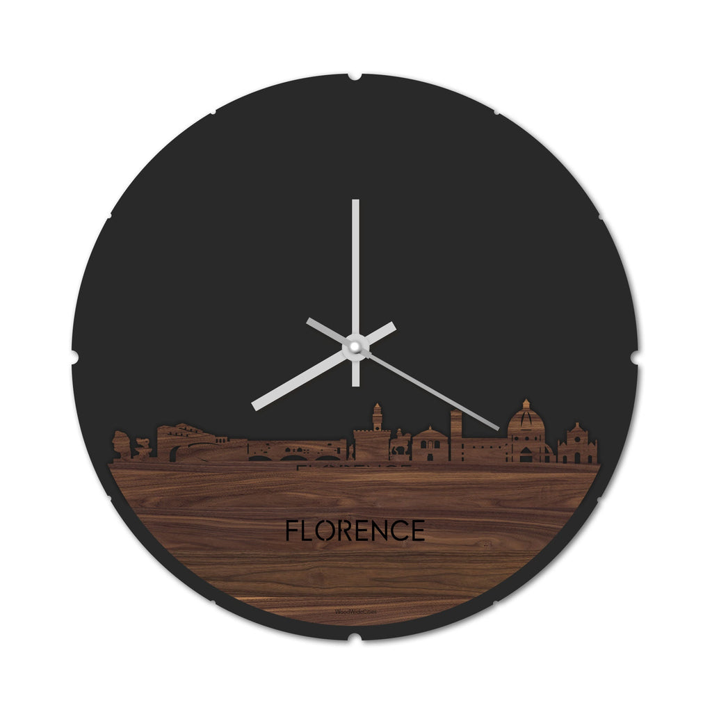 Skyline Klok Rond Moerdijk Noten houten cadeau decoratie relatiegeschenk van WoodWideCities