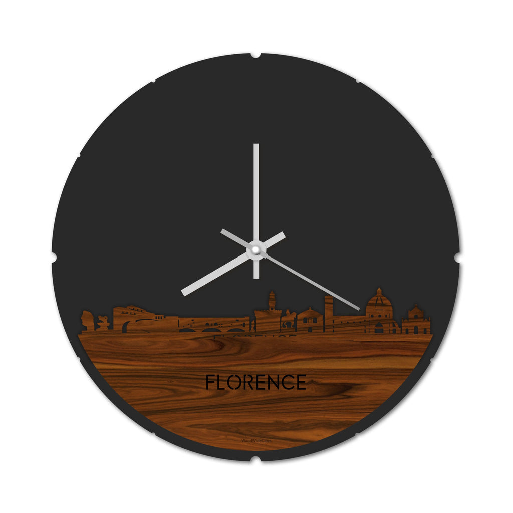 Skyline Klok Rond Moerdijk Palissander houten cadeau decoratie relatiegeschenk van WoodWideCities