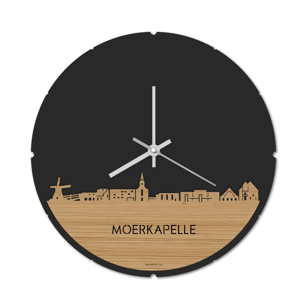 Skyline Klok Rond Moerkapelle Bamboe houten cadeau decoratie relatiegeschenk van WoodWideCities