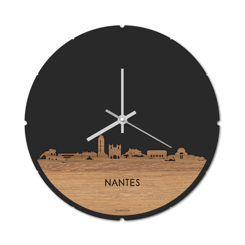 Skyline Klok Nantes Eiken houten cadeau decoratie relatiegeschenk van WoodWideCities