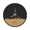 Skyline Klok Rond Napoli Bamboe houten cadeau decoratie relatiegeschenk van WoodWideCities