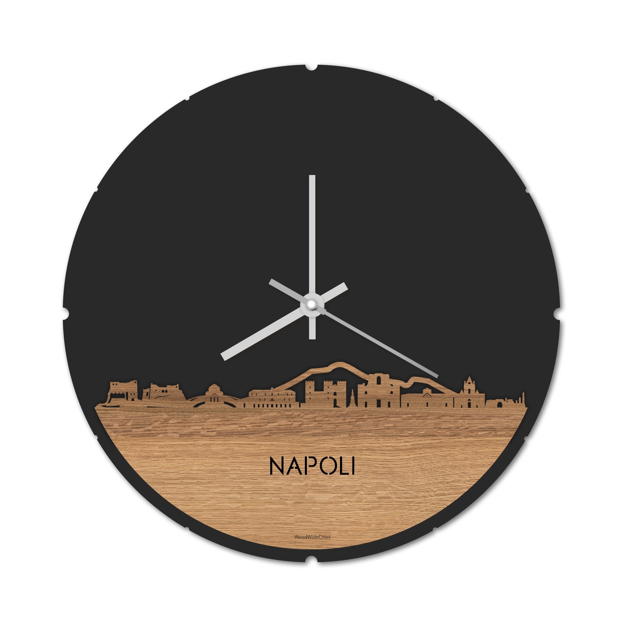 Skyline Klok Napoli Eiken houten cadeau decoratie relatiegeschenk van WoodWideCities