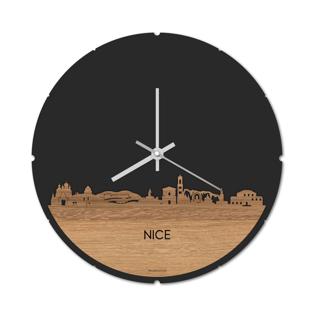 Skyline Klok Nice Eiken houten cadeau decoratie relatiegeschenk van WoodWideCities