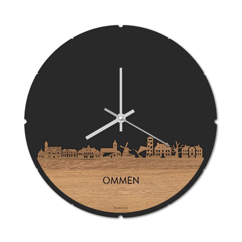 Skyline Klok Ommen Eiken houten cadeau decoratie relatiegeschenk van WoodWideCities