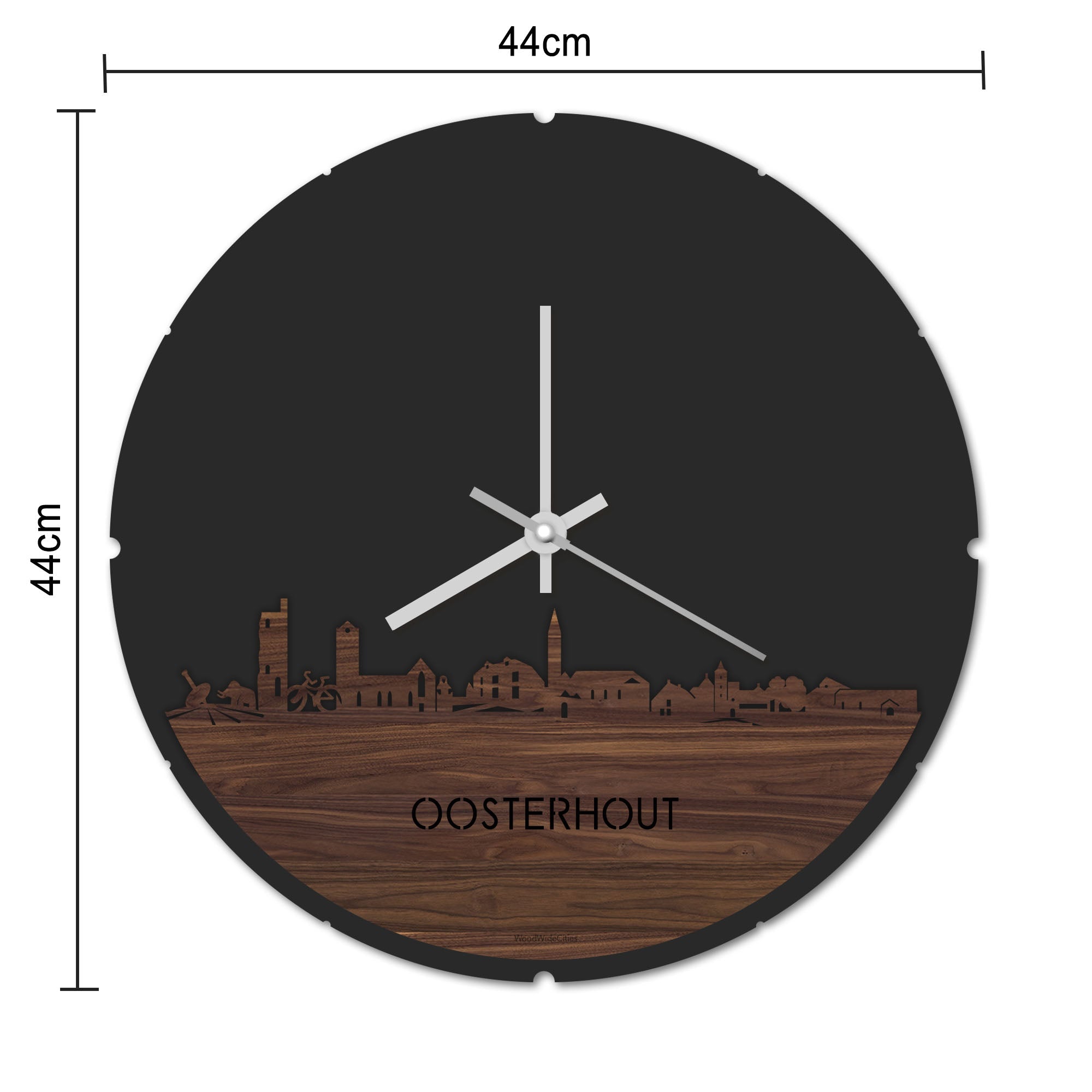 Skyline Klok Rond Oosterhout Bamboe houten cadeau decoratie relatiegeschenk van WoodWideCities