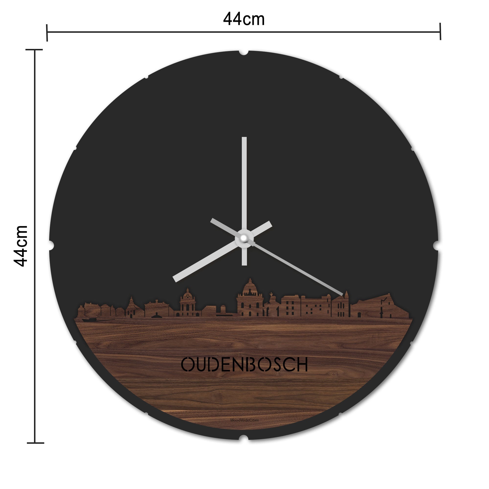 Skyline Klok Rond Oudenbosch Bamboe houten cadeau decoratie relatiegeschenk van WoodWideCities