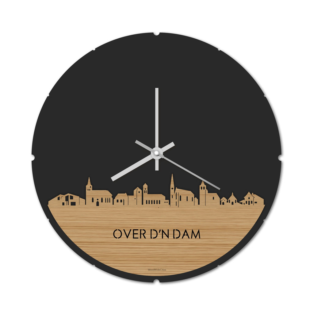 Skyline Klok Rond Over d'n Dam Bamboe houten cadeau decoratie relatiegeschenk van WoodWideCities