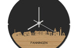 Skyline Klok Rond Panningen Bamboe