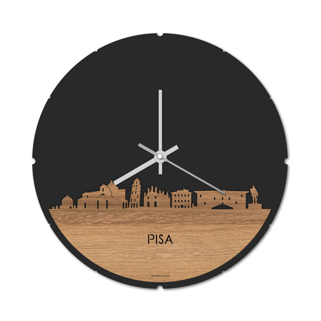 Skyline Klok Pisa Eiken houten cadeau decoratie relatiegeschenk van WoodWideCities