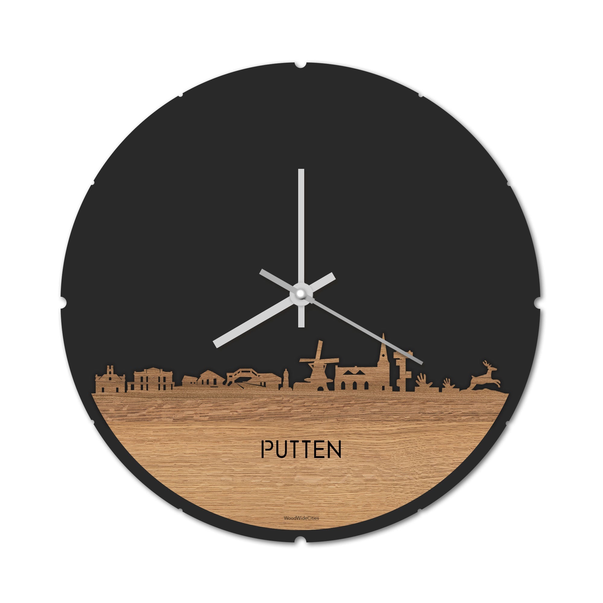 Skyline Klok Putten Eiken houten cadeau decoratie relatiegeschenk van WoodWideCities