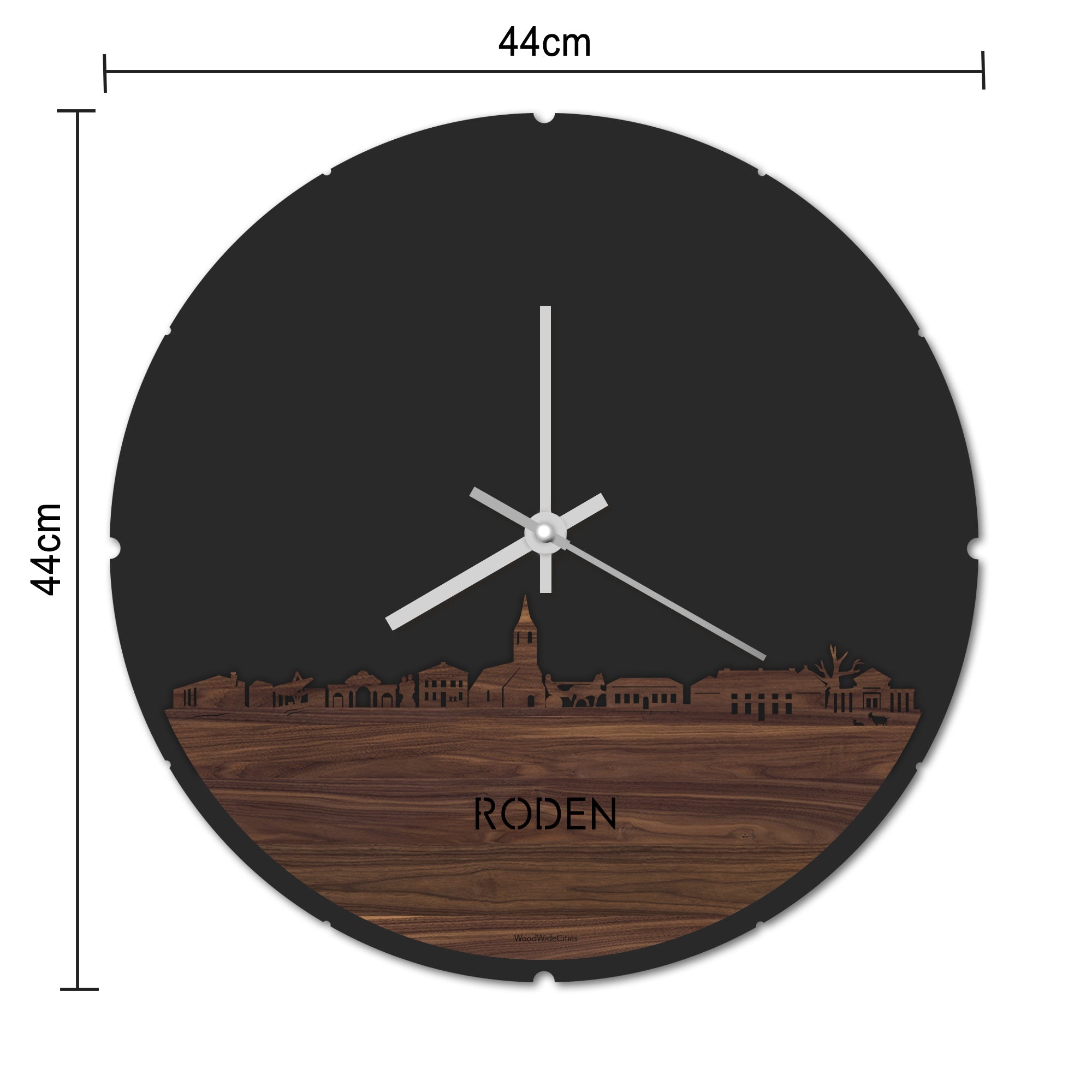 Skyline Klok Roden Eiken houten cadeau decoratie relatiegeschenk van WoodWideCities