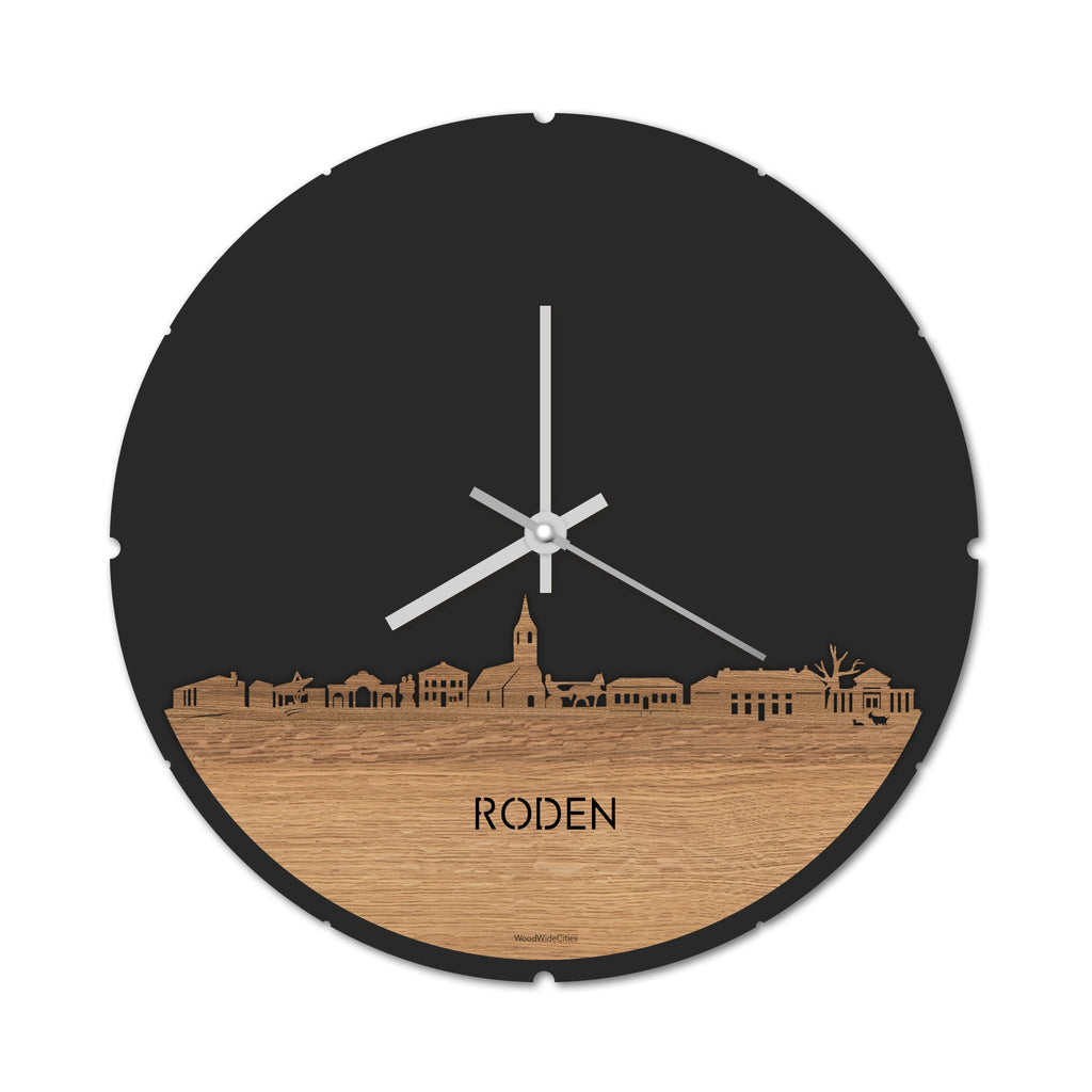 Skyline Klok Roden Eiken houten cadeau decoratie relatiegeschenk van WoodWideCities