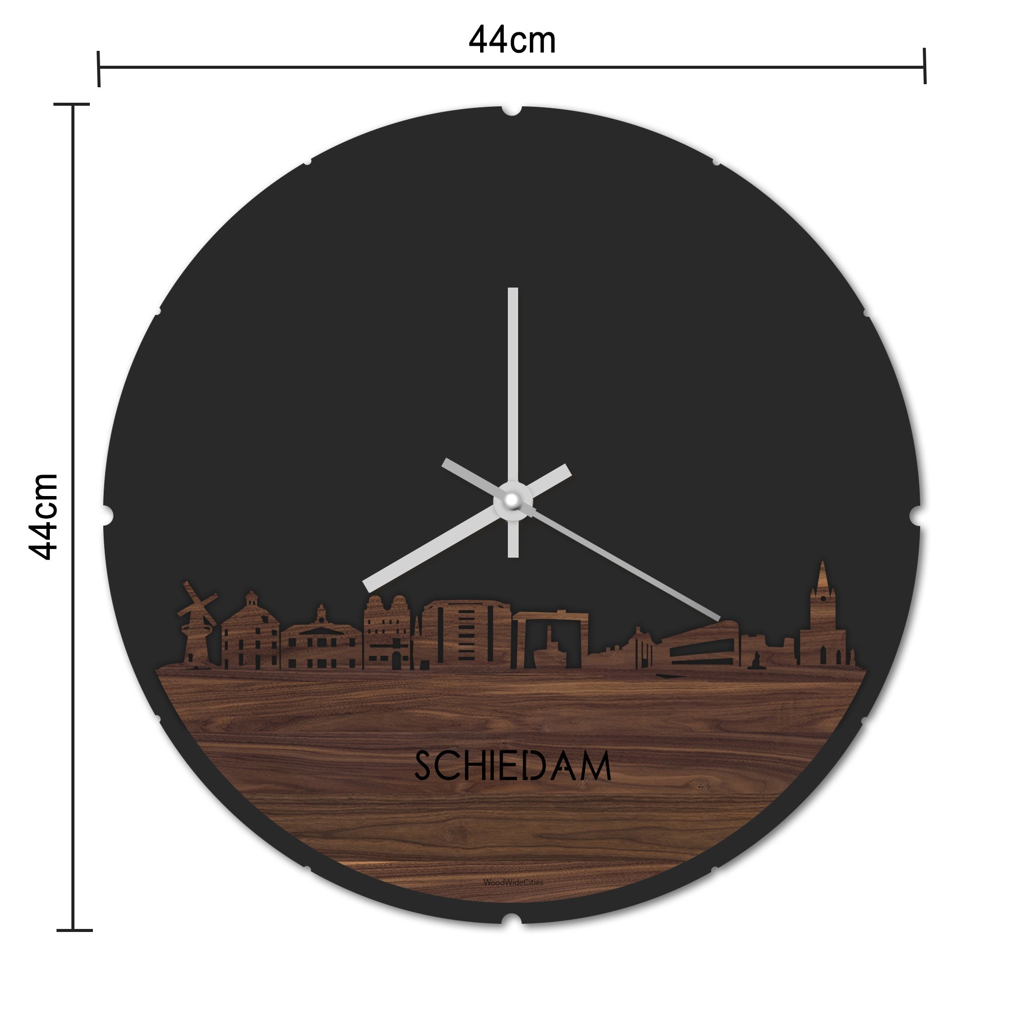 Skyline Klok Schiedam Eiken houten cadeau decoratie relatiegeschenk van WoodWideCities