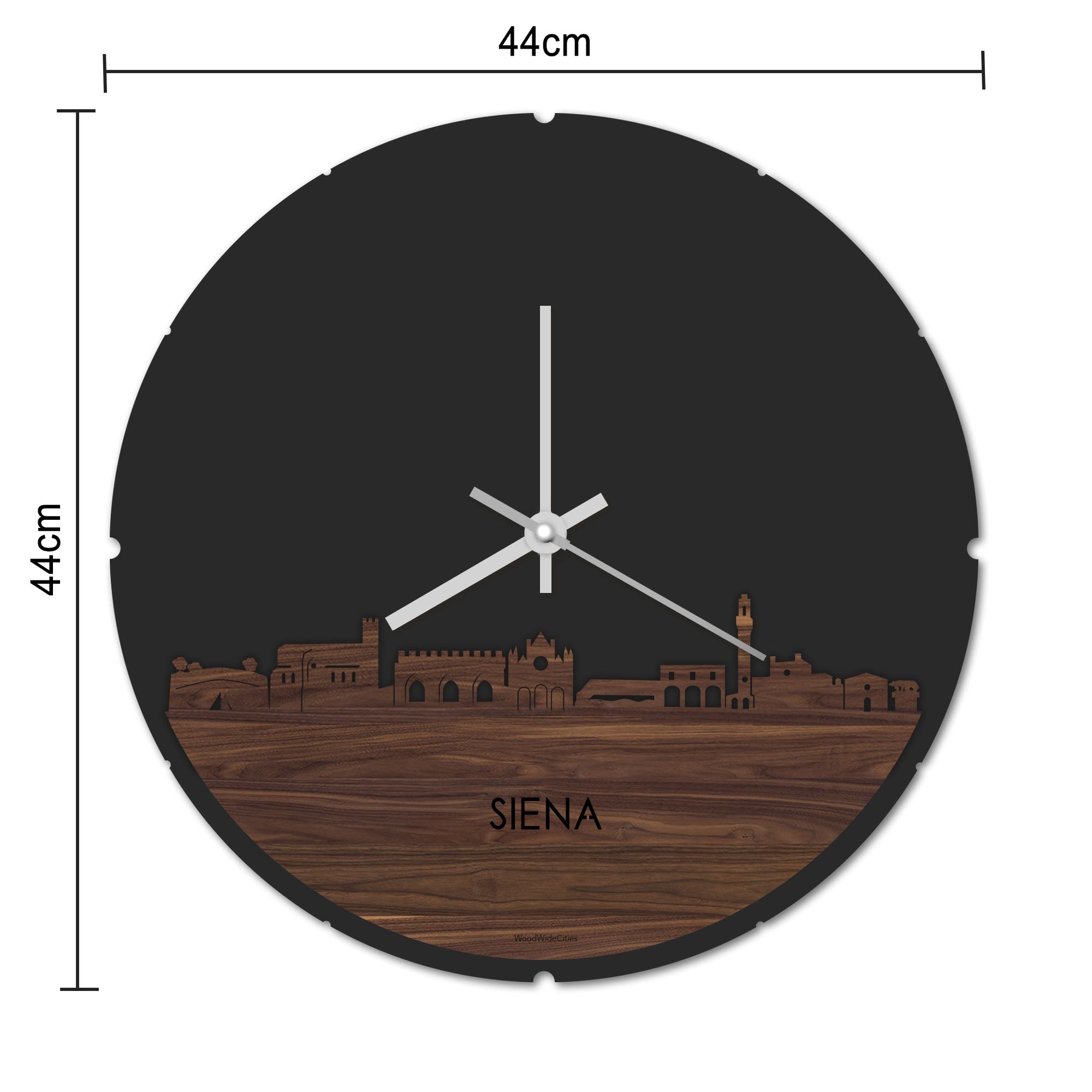 Skyline Klok Rond Siena Bamboe houten cadeau decoratie relatiegeschenk van WoodWideCities