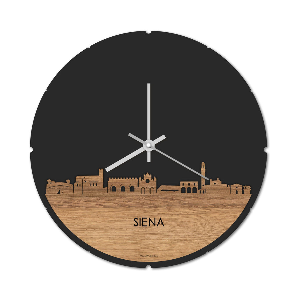 Skyline Klok Siena Eiken houten cadeau decoratie relatiegeschenk van WoodWideCities