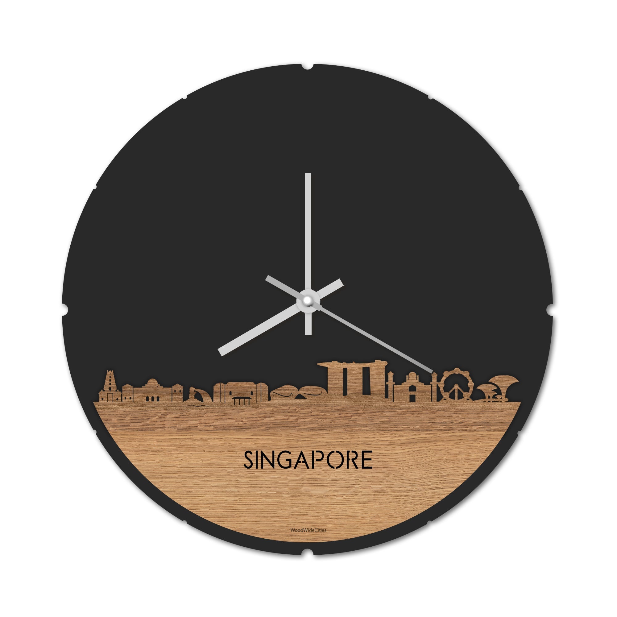 Skyline Klok Singapore Eiken houten cadeau decoratie relatiegeschenk van WoodWideCities