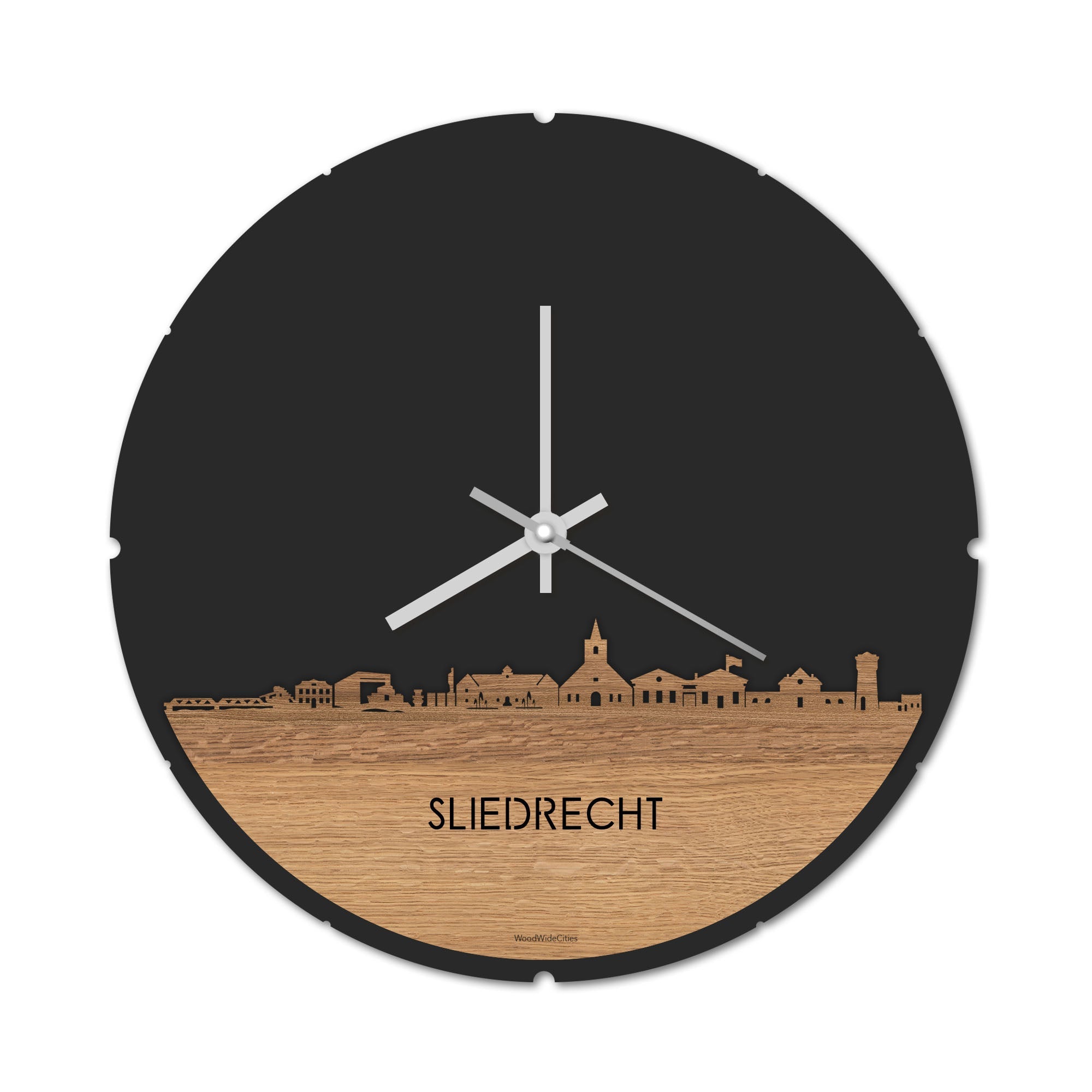 Skyline Klok Sliedrecht Eiken houten cadeau decoratie relatiegeschenk van WoodWideCities