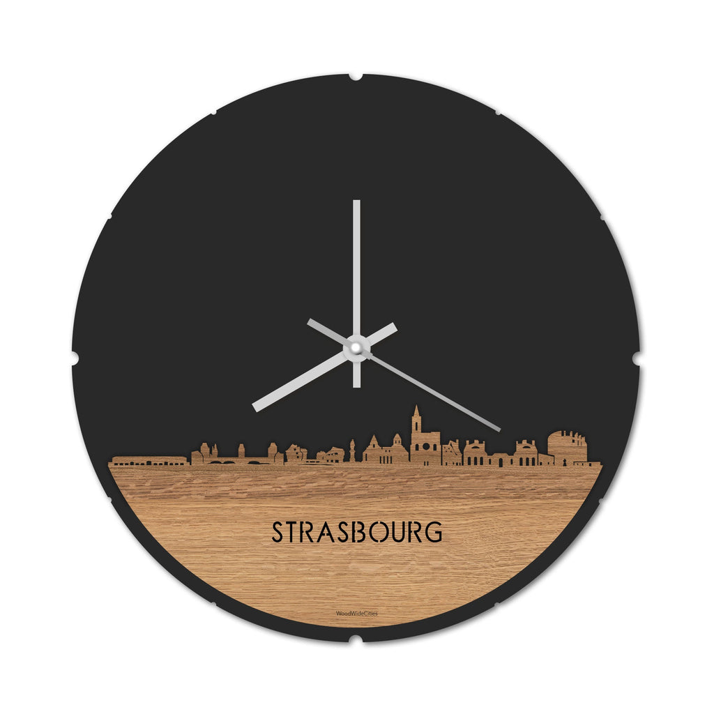 Skyline Klok Strasbourg Eiken houten cadeau decoratie relatiegeschenk van WoodWideCities