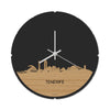 Skyline Klok Rond Tenerife Bamboe houten cadeau decoratie relatiegeschenk van WoodWideCities