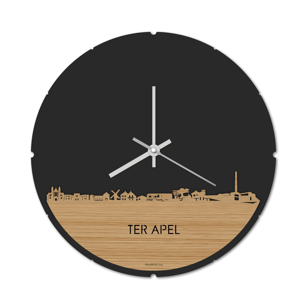 Skyline Klok Rond Ter Apel Bamboe houten cadeau decoratie relatiegeschenk van WoodWideCities