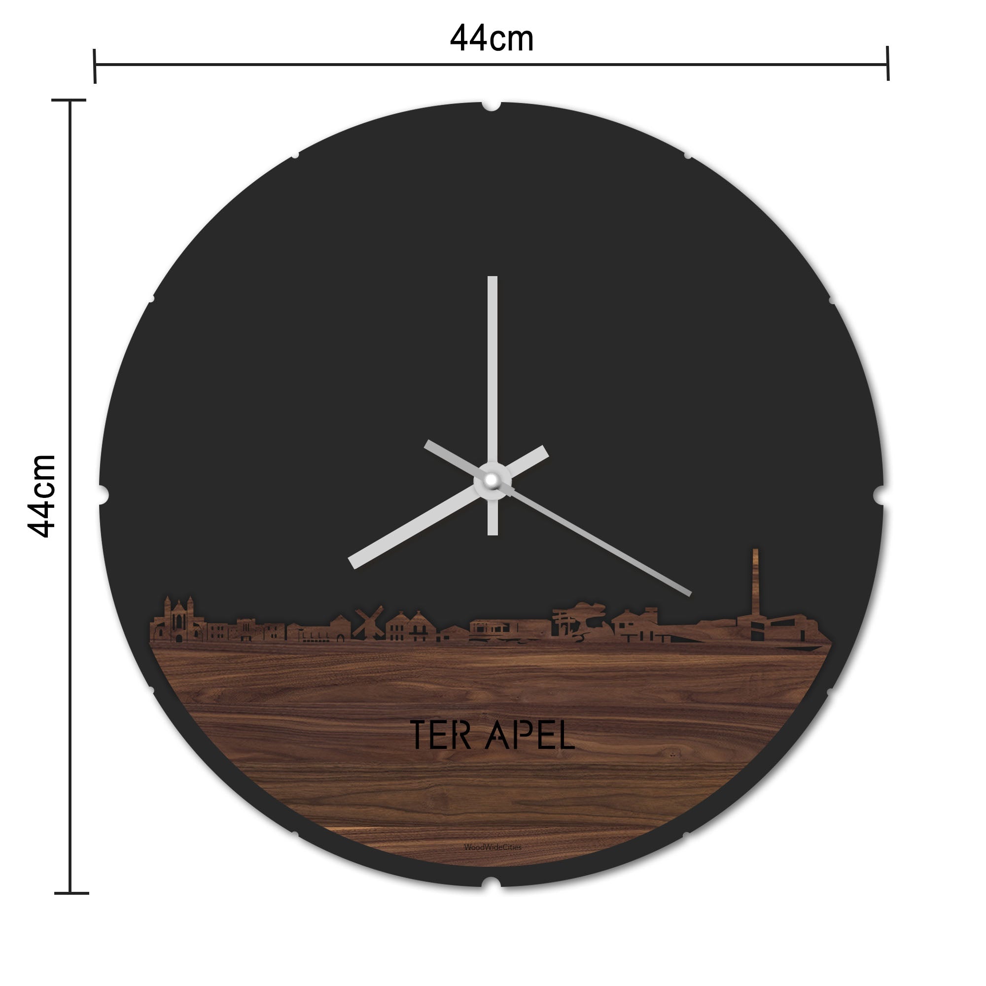 Skyline Klok Rond Ter Apel Spiegel gerecycled kunststof cadeau decoratie relatiegeschenk van WoodWideCities