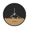 Skyline Klok Rond Tholen Bamboe houten cadeau decoratie relatiegeschenk van WoodWideCities