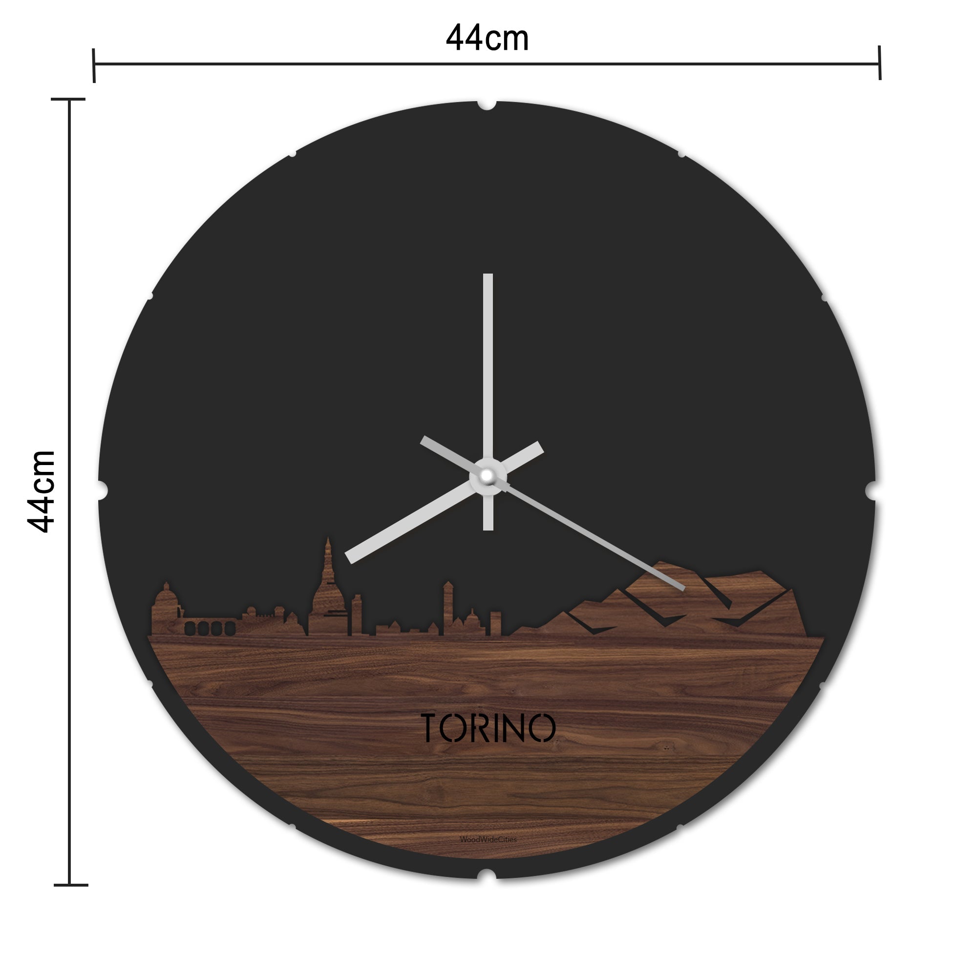 Skyline Klok Torino Eiken houten cadeau decoratie relatiegeschenk van WoodWideCities