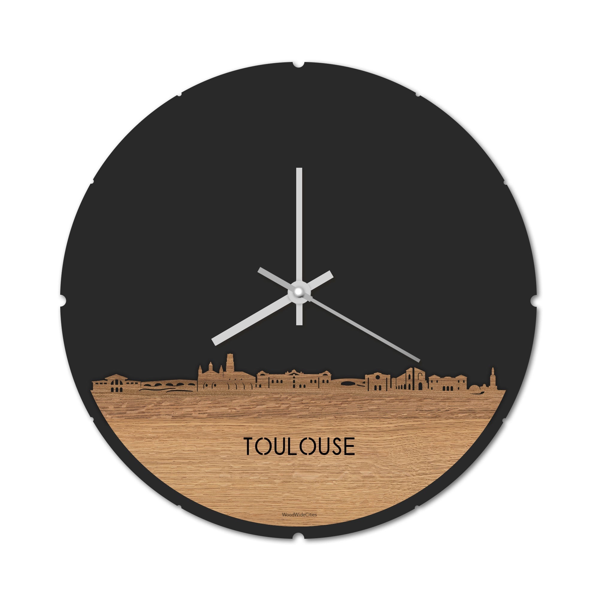 Skyline Klok Toulouse Eiken houten cadeau decoratie relatiegeschenk van WoodWideCities