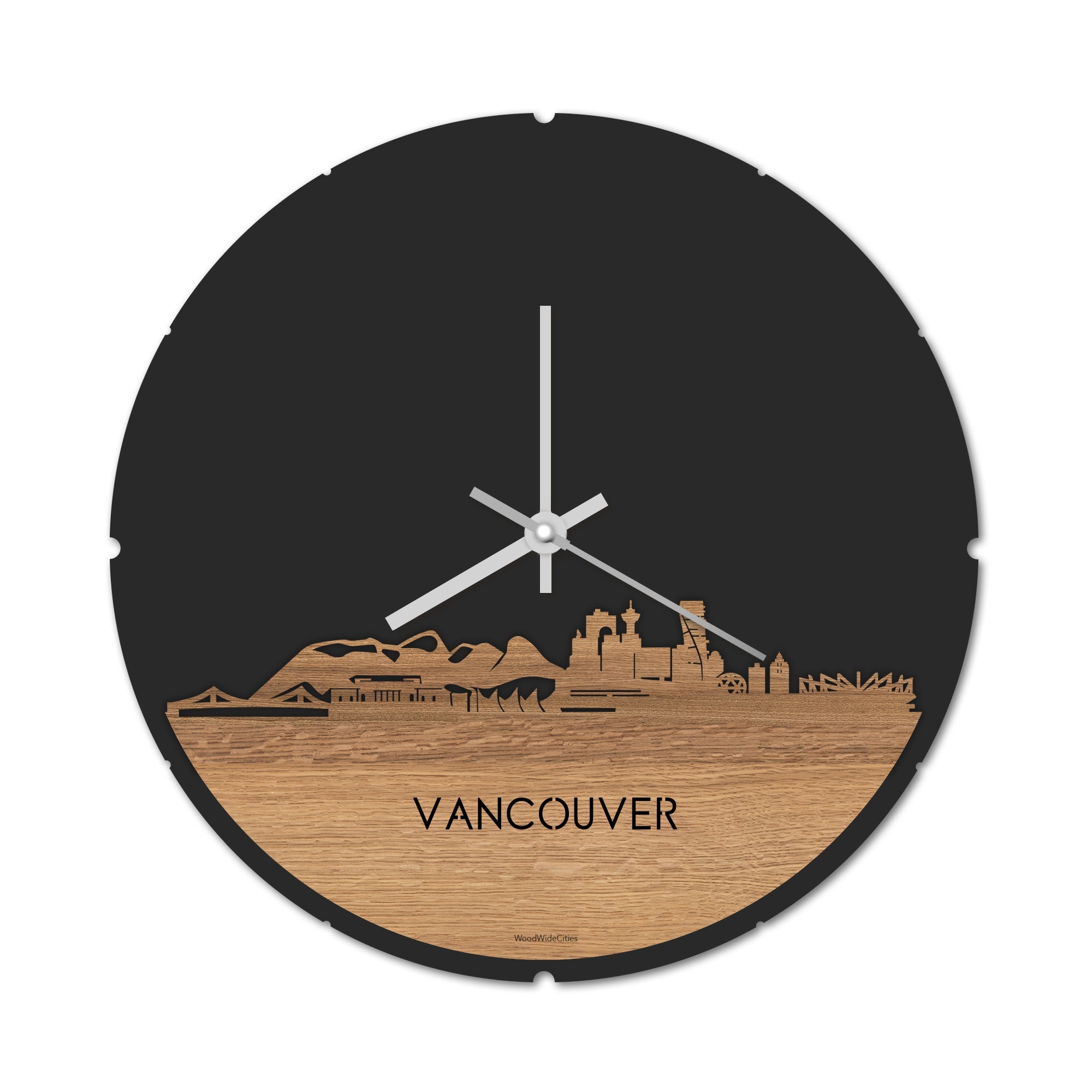 Skyline Klok Vancouver Eiken houten cadeau decoratie relatiegeschenk van WoodWideCities