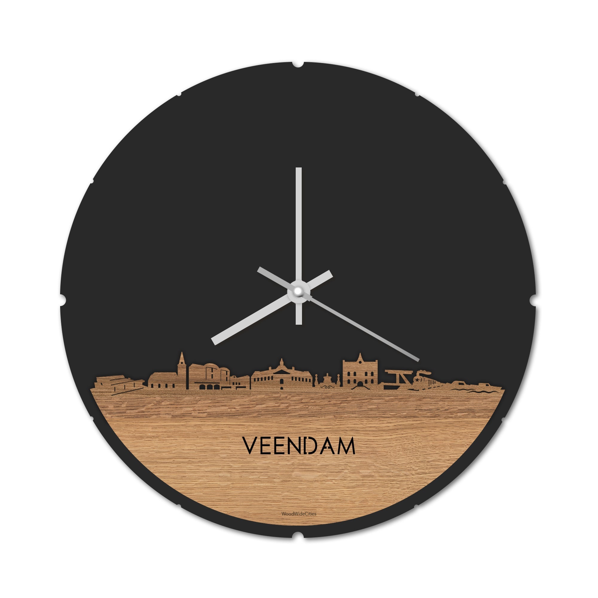 Skyline Klok Veendam Eiken houten cadeau decoratie relatiegeschenk van WoodWideCities