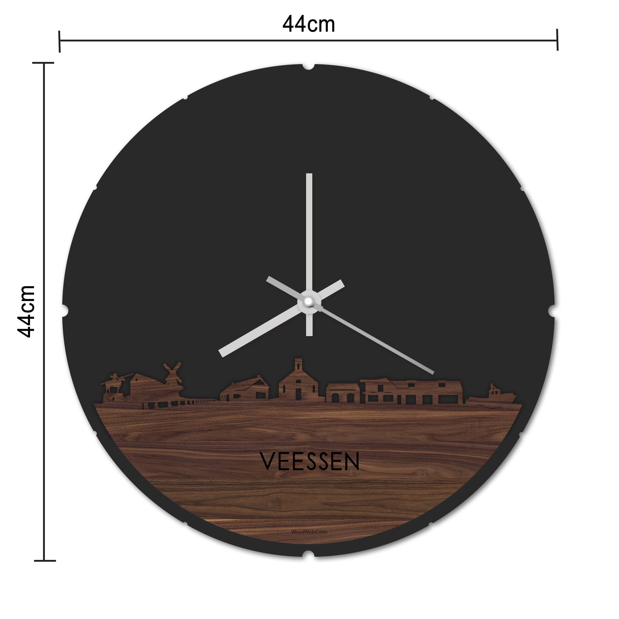 Skyline Klok Rond Veessen Metallic Goud gerecycled kunststof cadeau decoratie relatiegeschenk van WoodWideCities