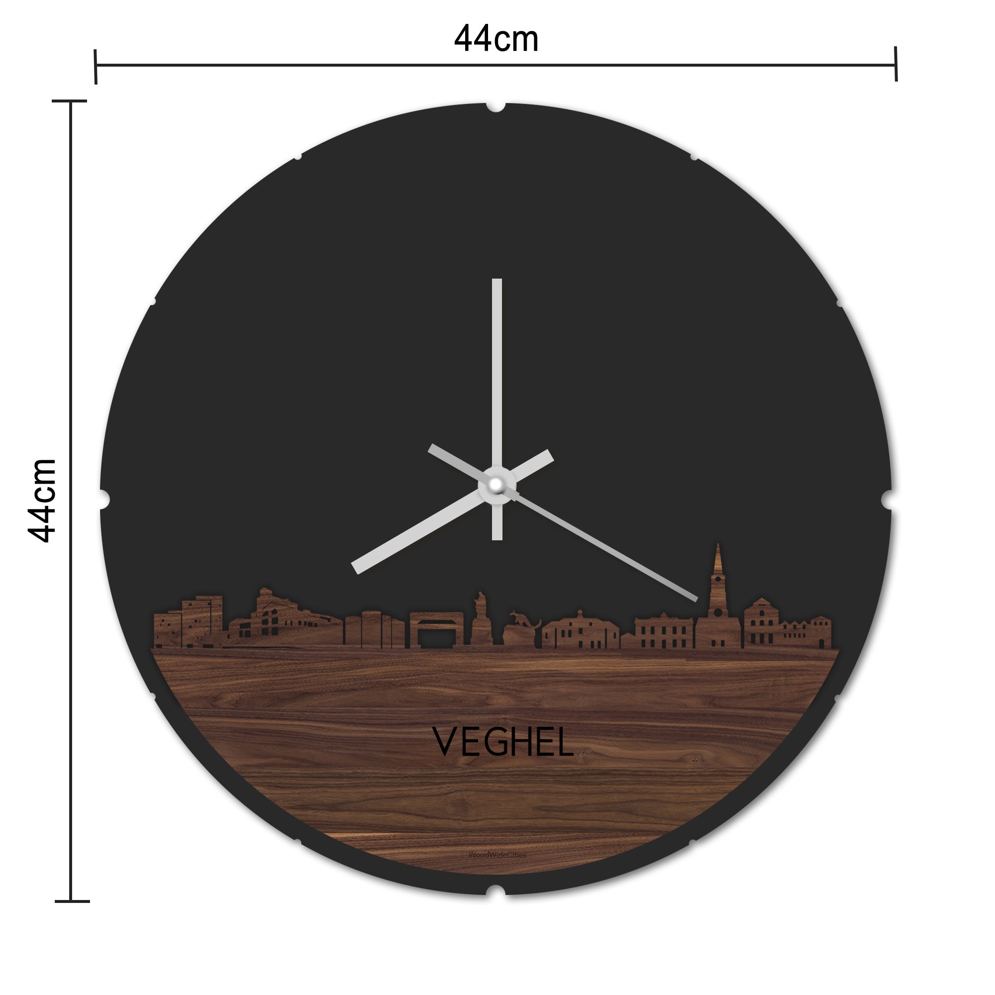 Skyline Klok Rond Veghel Bamboe houten cadeau decoratie relatiegeschenk van WoodWideCities