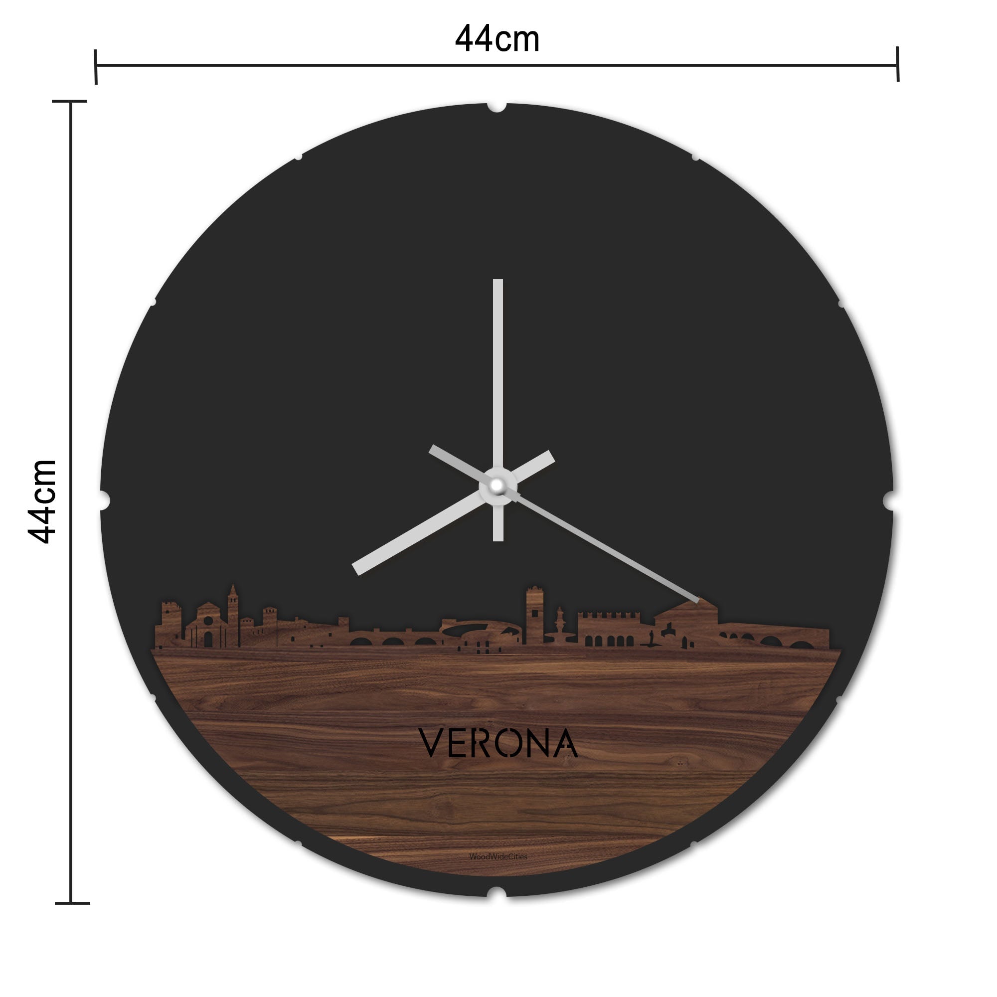 Skyline Klok Rond Verona Bamboe houten cadeau decoratie relatiegeschenk van WoodWideCities