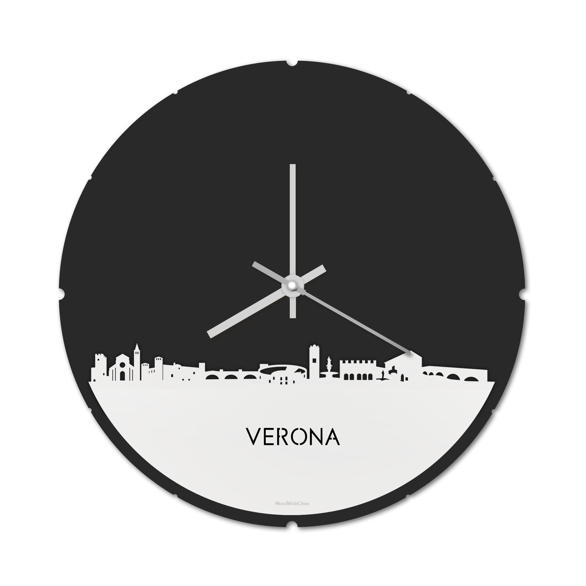 Skyline Klok Rond Verona Wit glanzend gerecycled kunststof cadeau decoratie relatiegeschenk van WoodWideCities