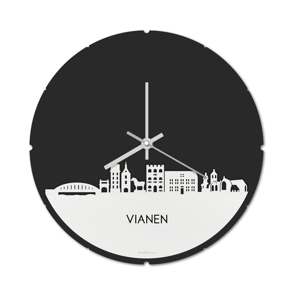 Skyline Klok Rond Vianen Wit glanzend gerecycled kunststof cadeau decoratie relatiegeschenk van WoodWideCities