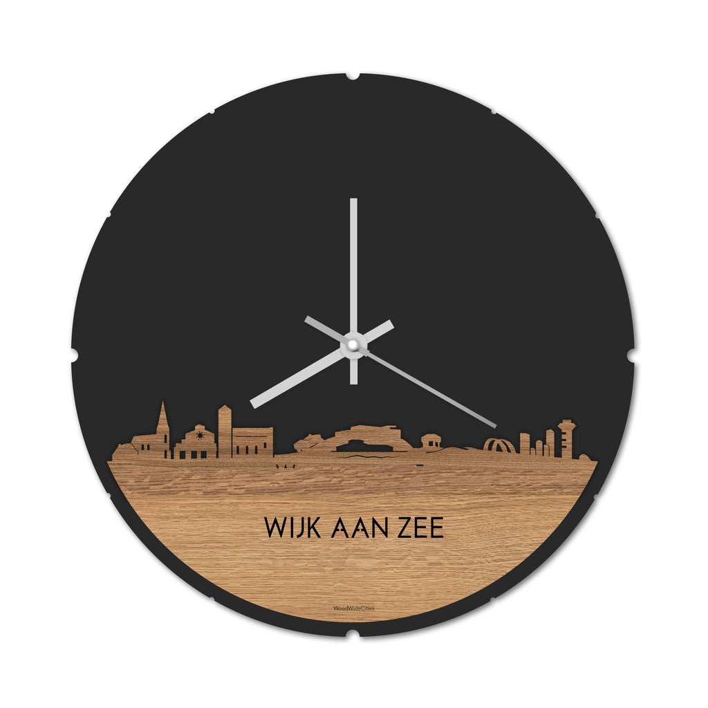 Skyline Klok Wijk aan Zee Eiken houten cadeau decoratie relatiegeschenk van WoodWideCities