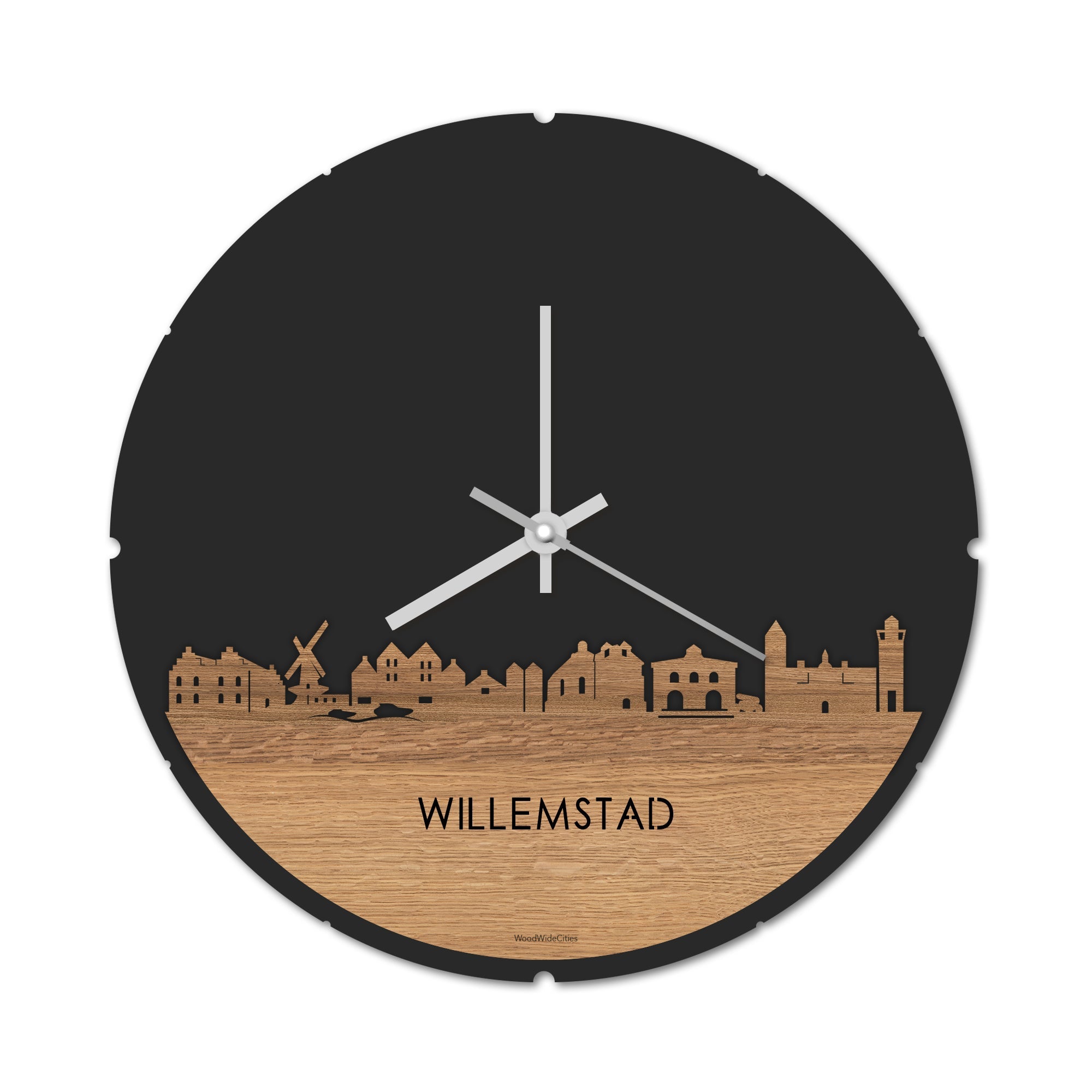 Skyline Klok Willemstad Eiken houten cadeau decoratie relatiegeschenk van WoodWideCities