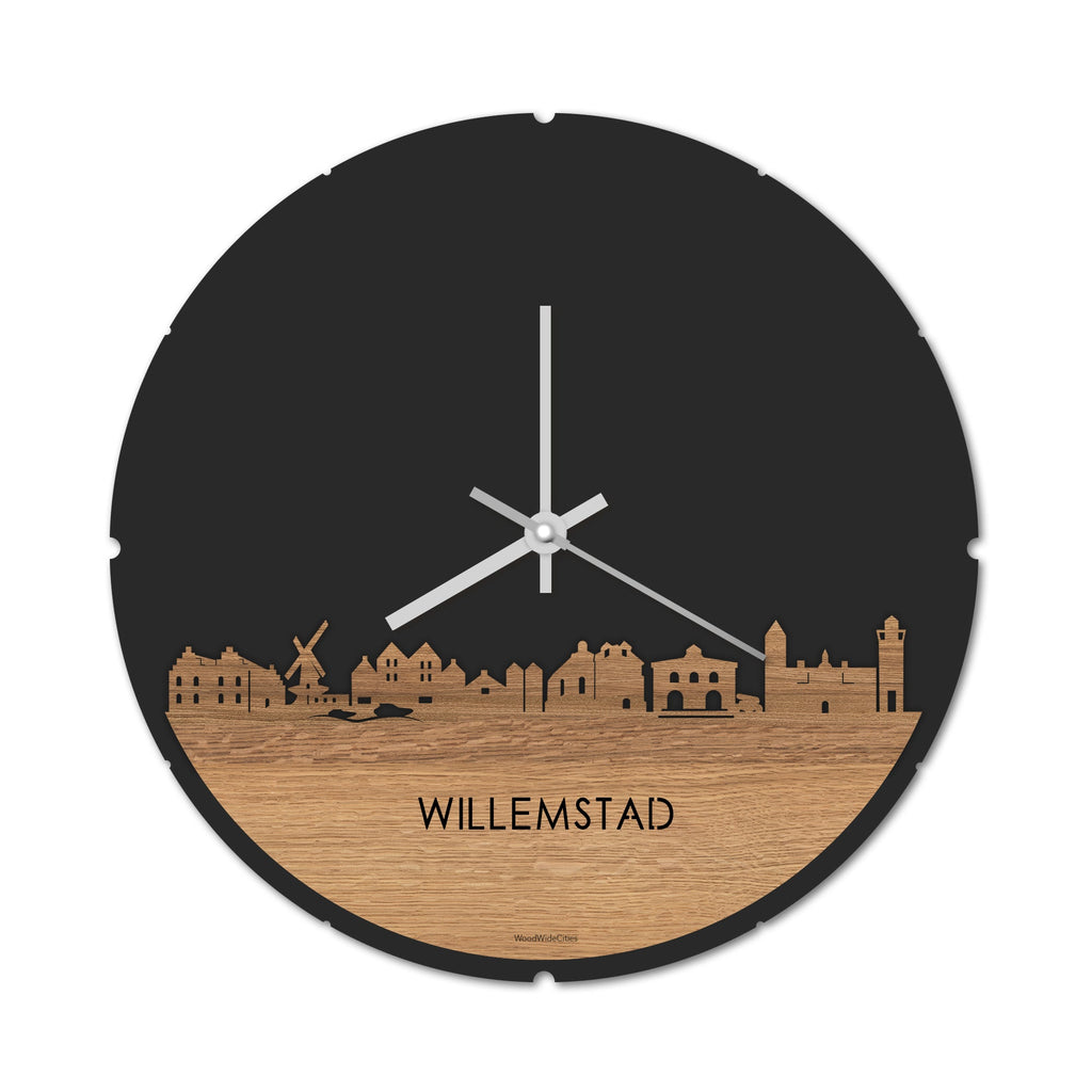 Skyline Klok Willemstad Eiken houten cadeau decoratie relatiegeschenk van WoodWideCities