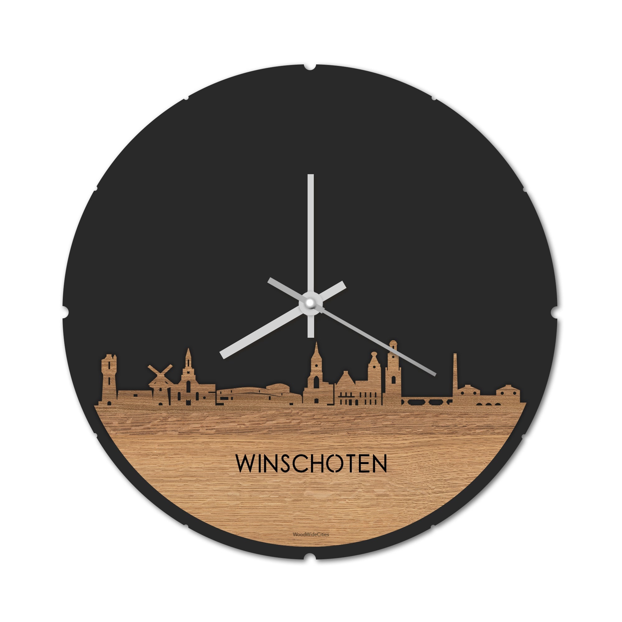 Skyline Klok Winschoten Eiken houten cadeau decoratie relatiegeschenk van WoodWideCities