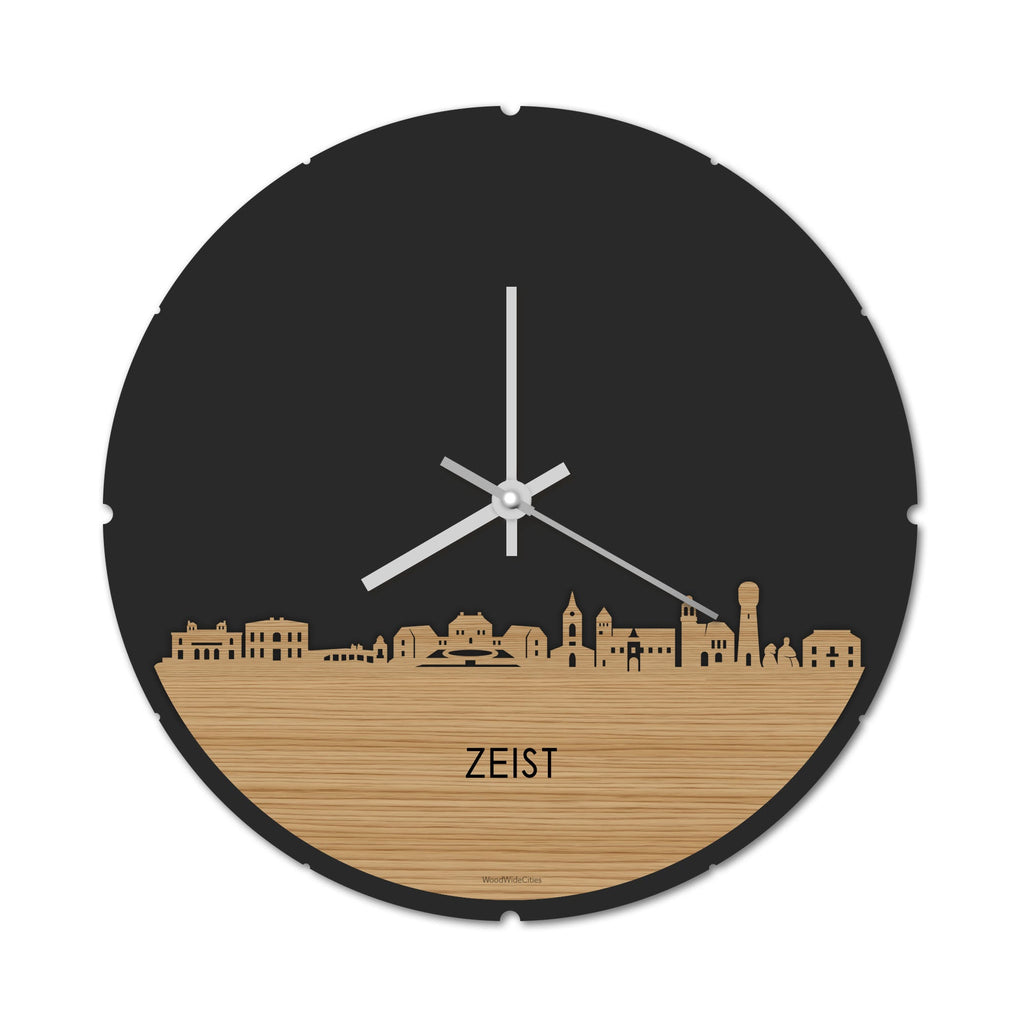 Skyline Klok Rond Zeist Bamboe houten cadeau decoratie relatiegeschenk van WoodWideCities