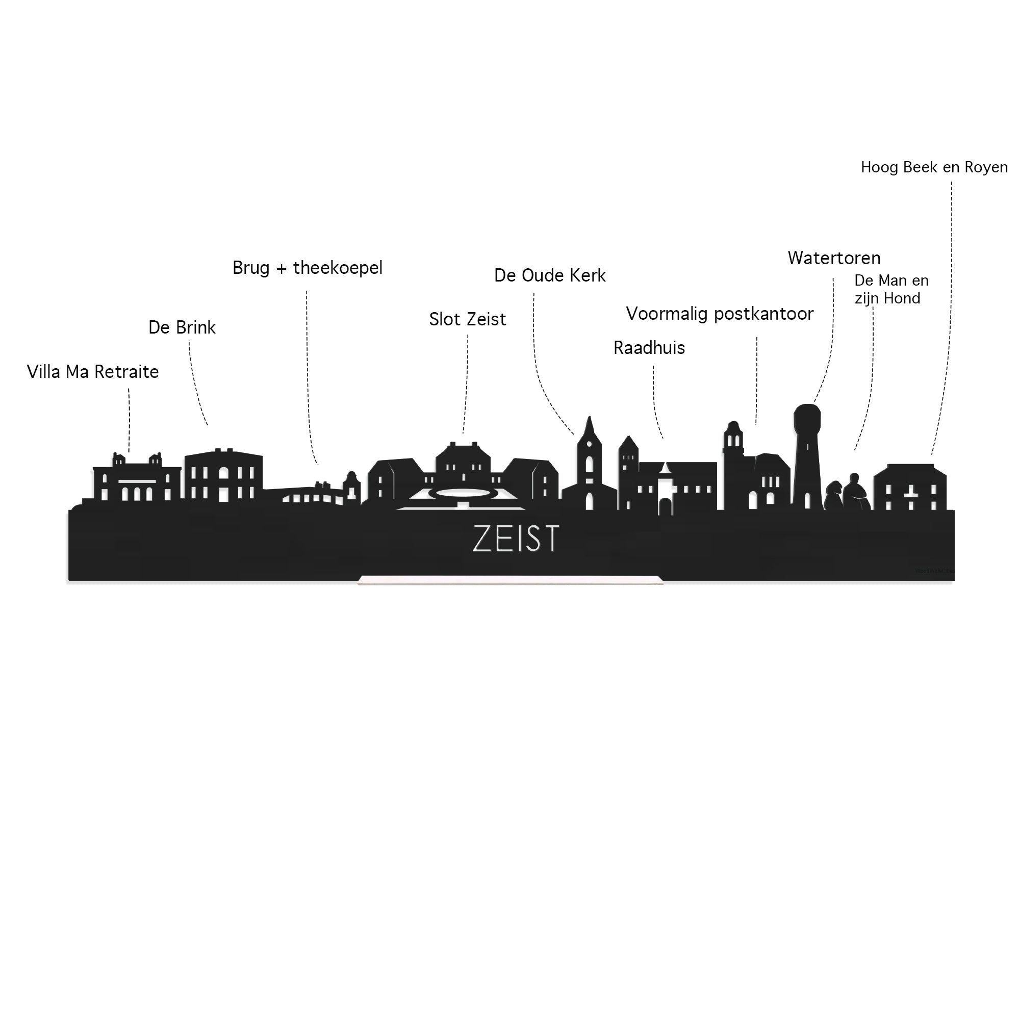 Skyline Klok Rond Zeist Eiken houten cadeau decoratie relatiegeschenk van WoodWideCities