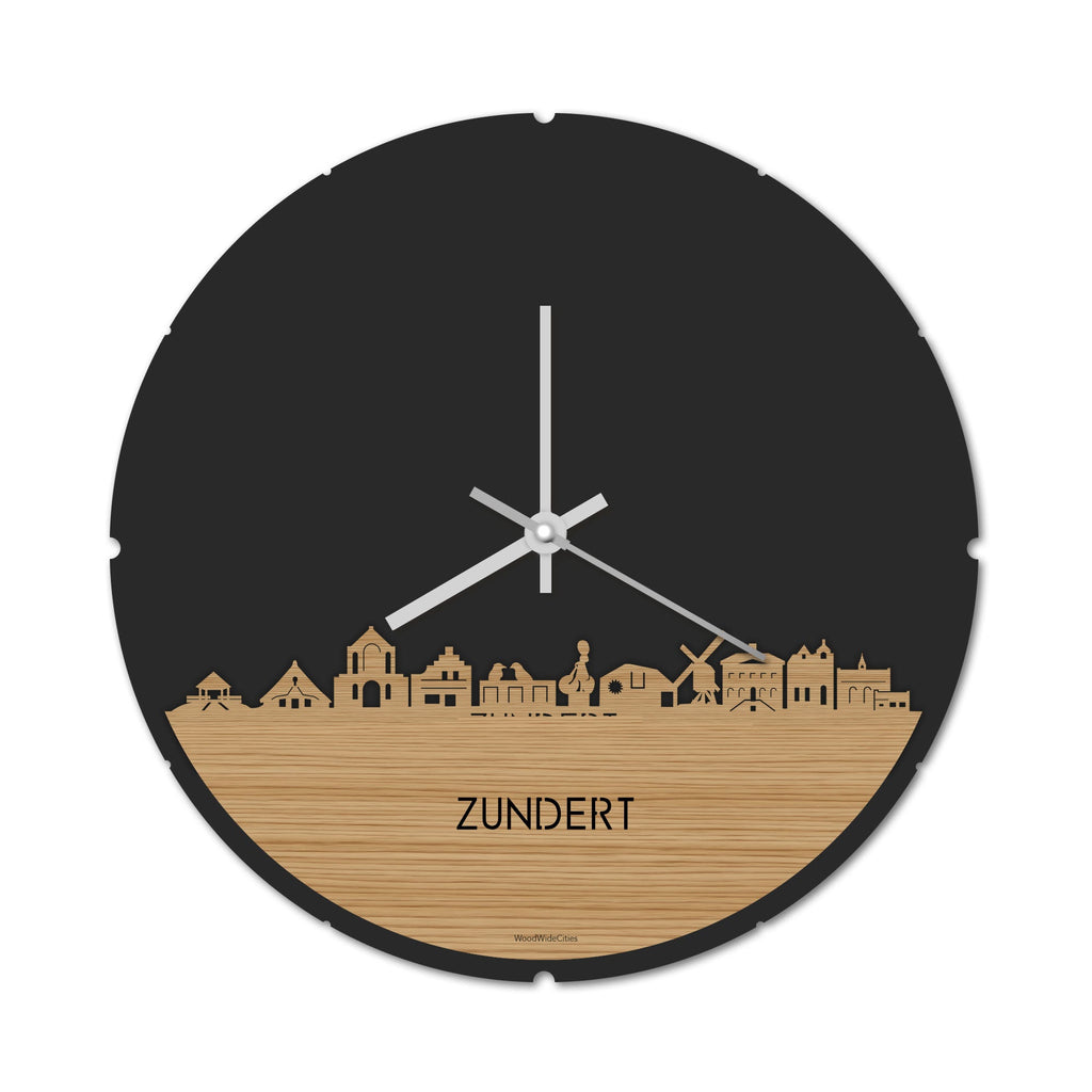 Skyline Klok Rond Zundert Bamboe houten cadeau decoratie relatiegeschenk van WoodWideCities