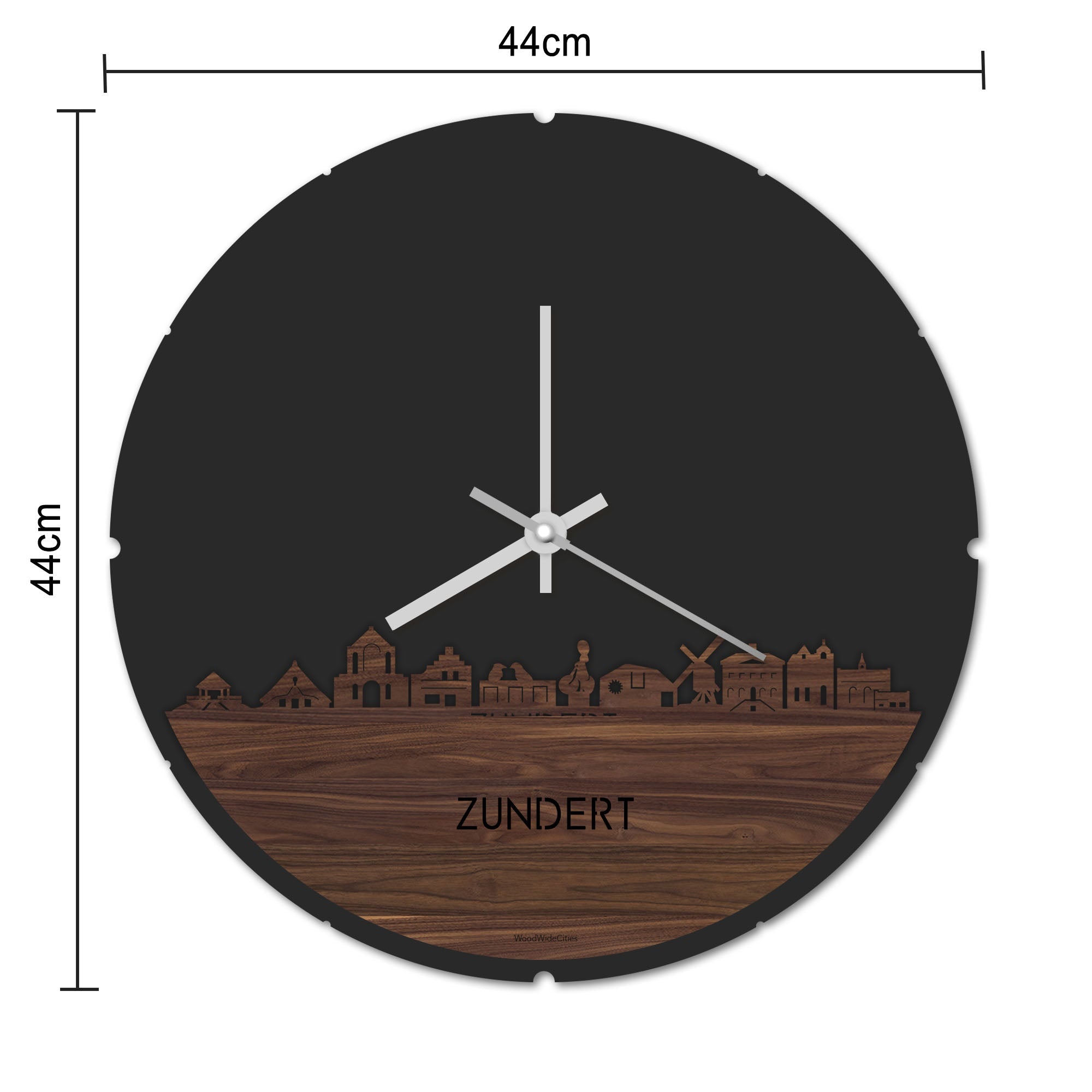 Skyline Klok Rond Zundert Spiegel gerecycled kunststof cadeau decoratie relatiegeschenk van WoodWideCities