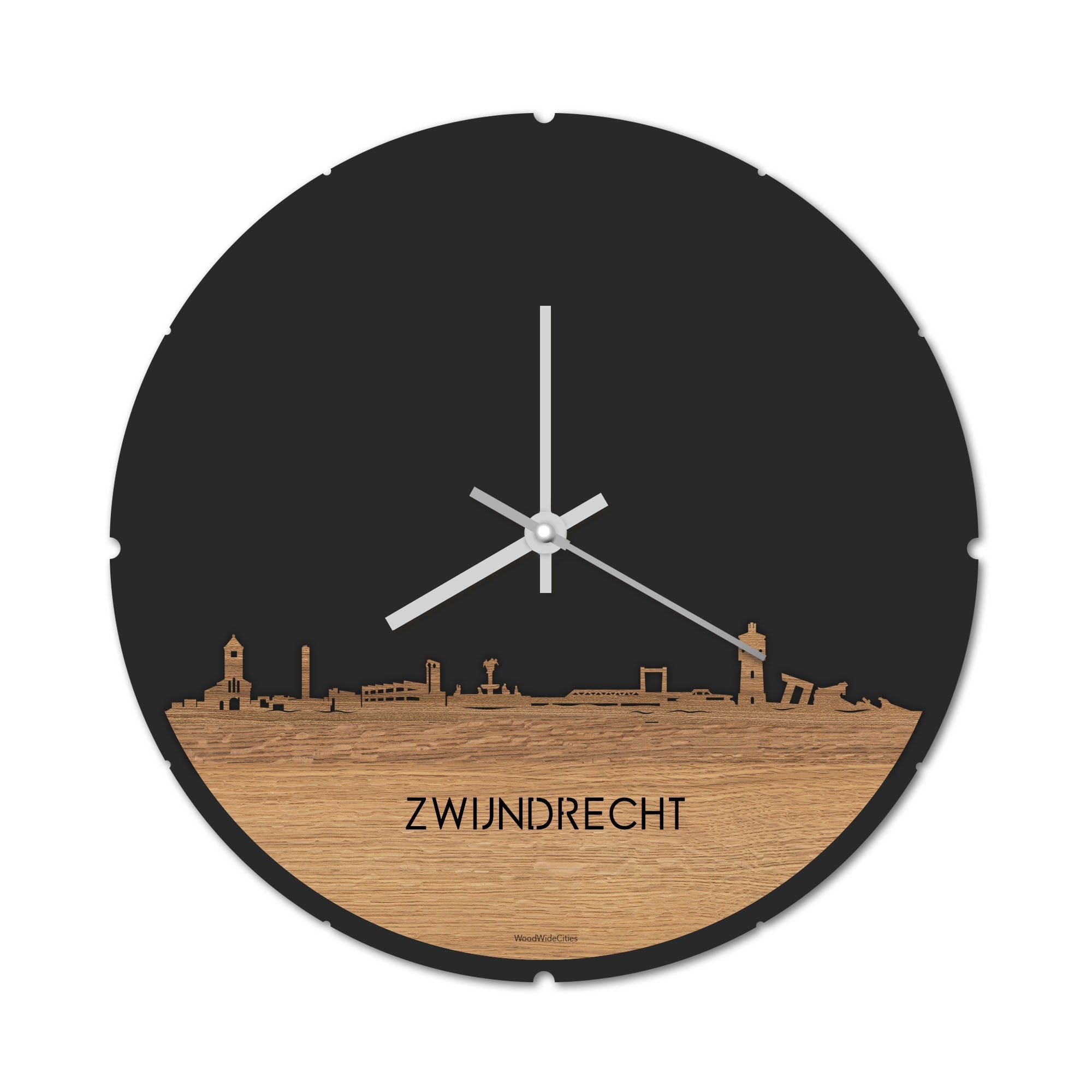 Skyline Klok Zwijndrecht Eiken houten cadeau decoratie relatiegeschenk van WoodWideCities