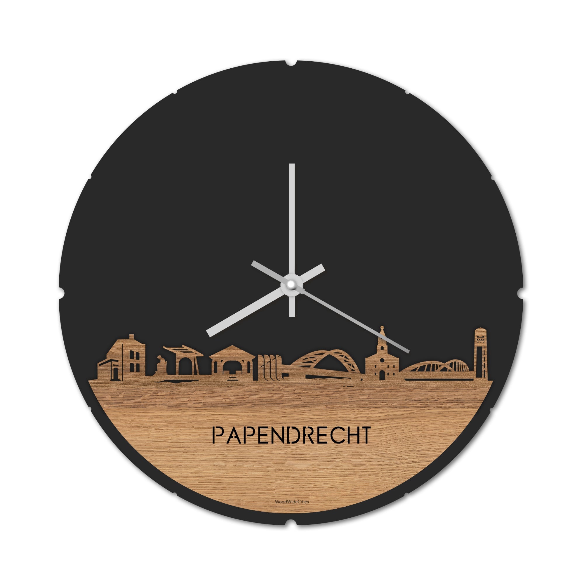 Skyline Klok papendrecht Eiken houten cadeau decoratie relatiegeschenk van WoodWideCities