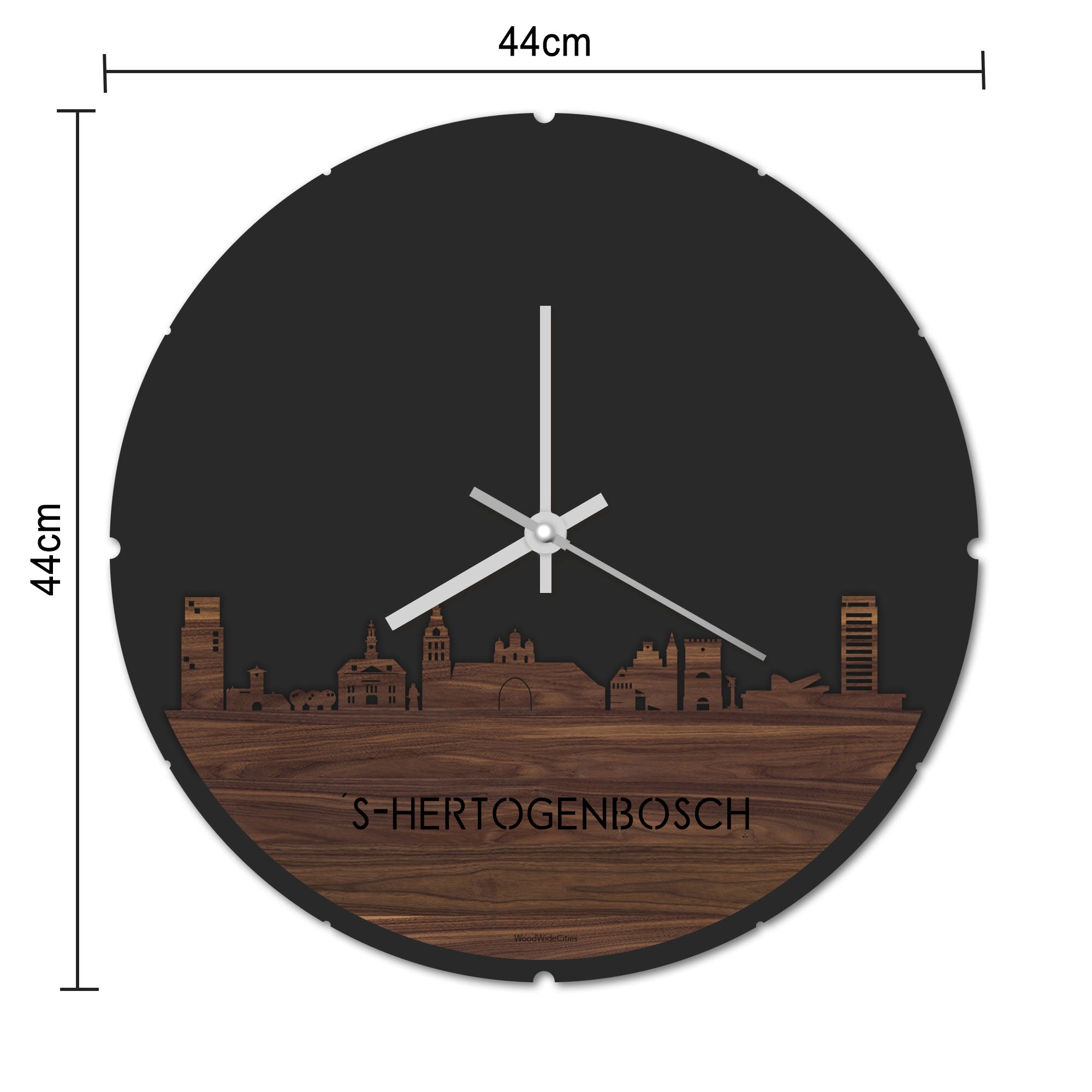 Skyline Klok Rond Den-Bosch Bamboe houten cadeau decoratie relatiegeschenk van WoodWideCities