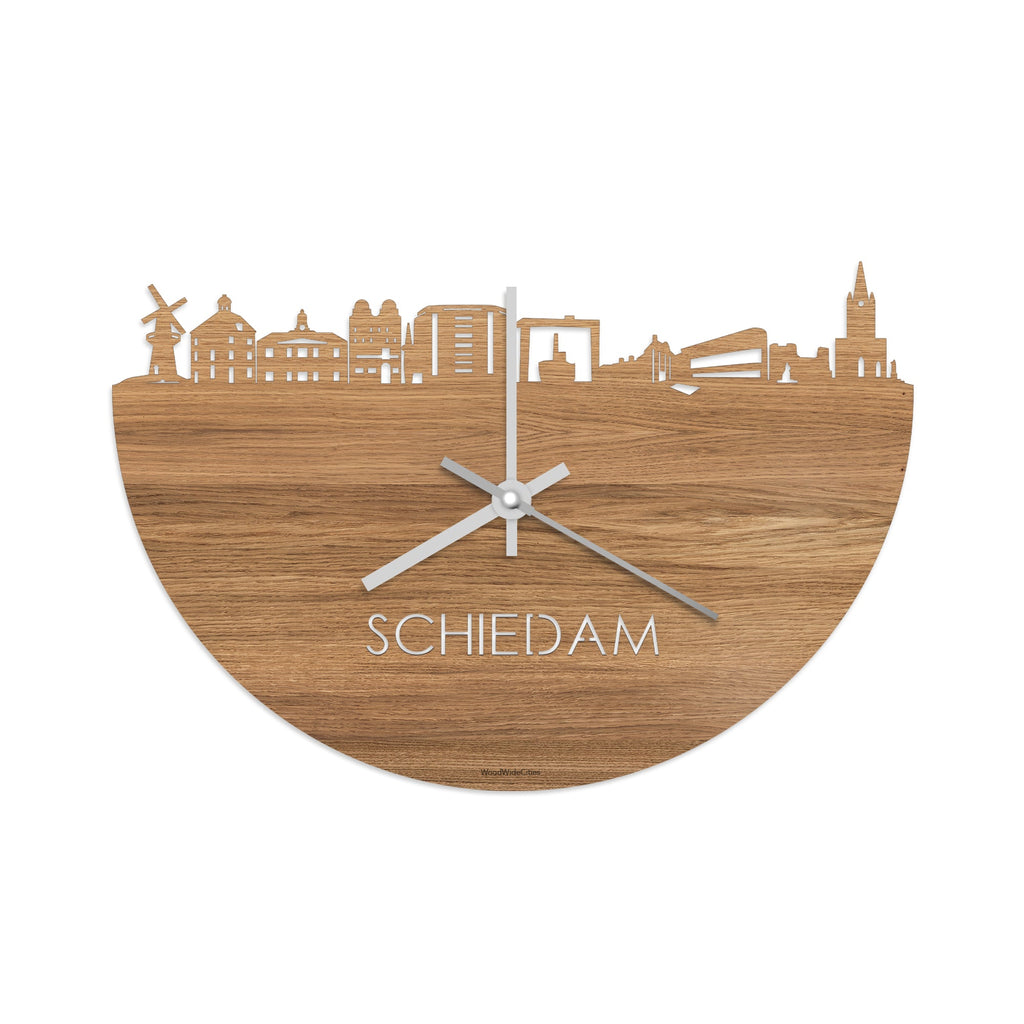 Skyline Klok Schiedam Eiken houten cadeau decoratie relatiegeschenk van WoodWideCities